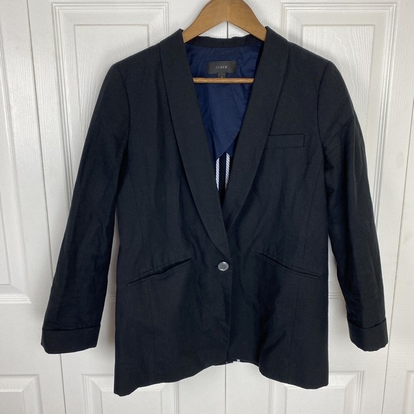 J.crew womens 8 unstructured cotton linen blend Black blazer casual workwear